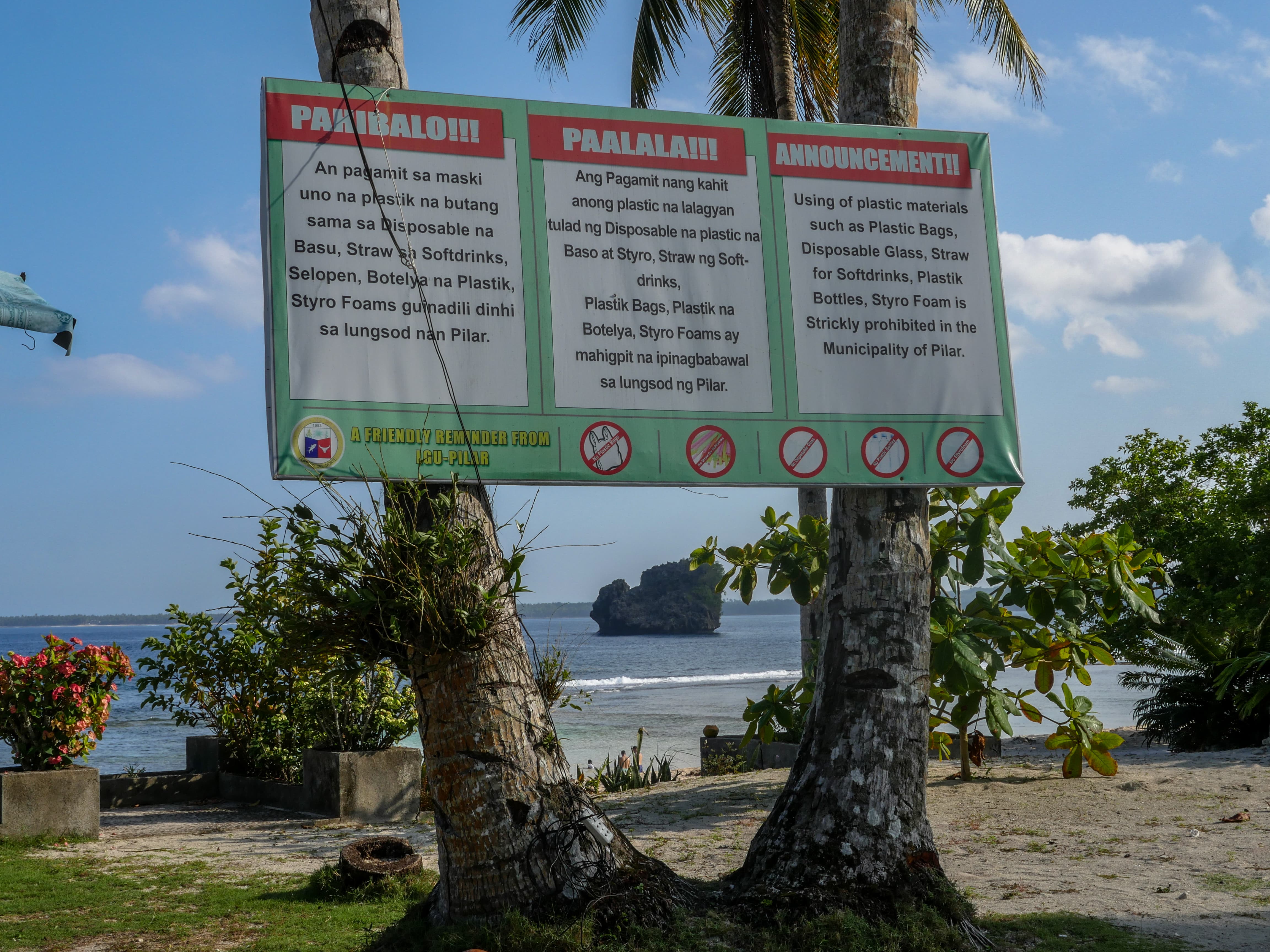 sign for clean magpupungko beach in siargao island